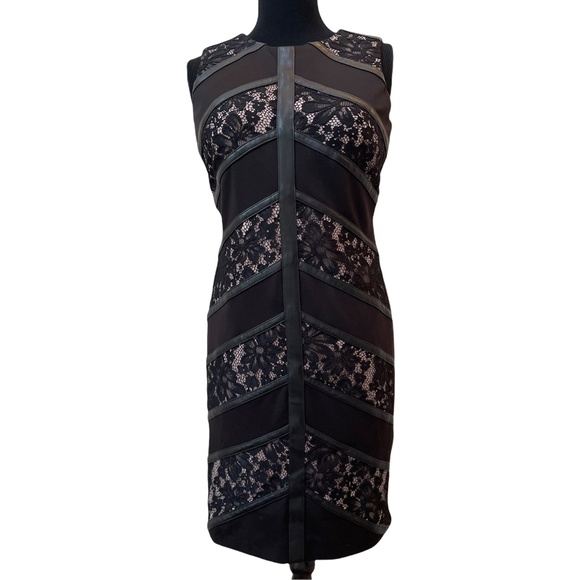 Calvin Klein Mix Media Sheath Black/Nude Dress 6 Women's party dress - Picture 5 of 15